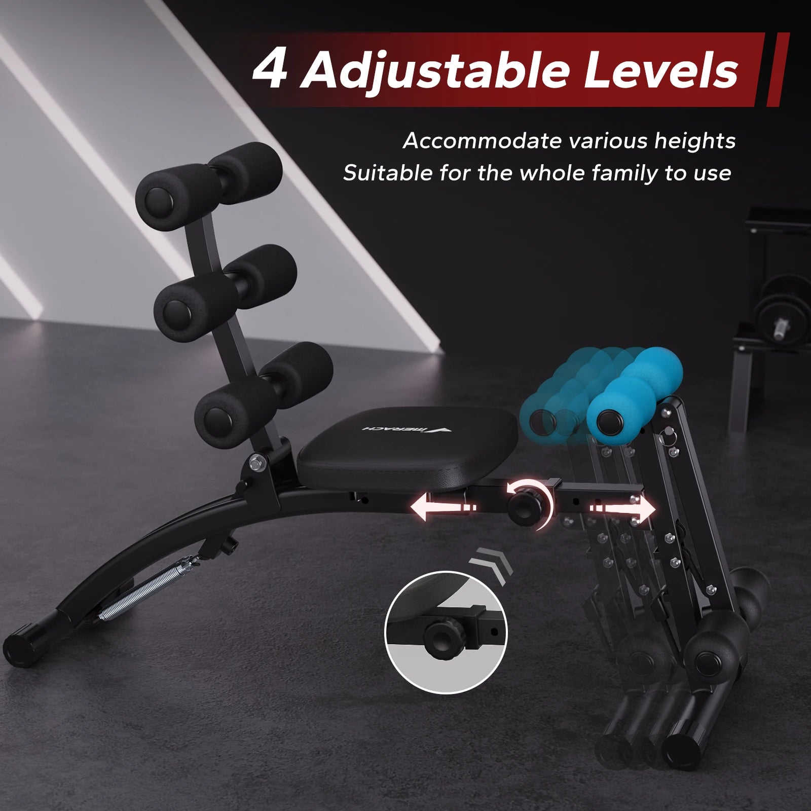 Adjustable Ab Machine Sit-Up Bench Home Gym Trainer