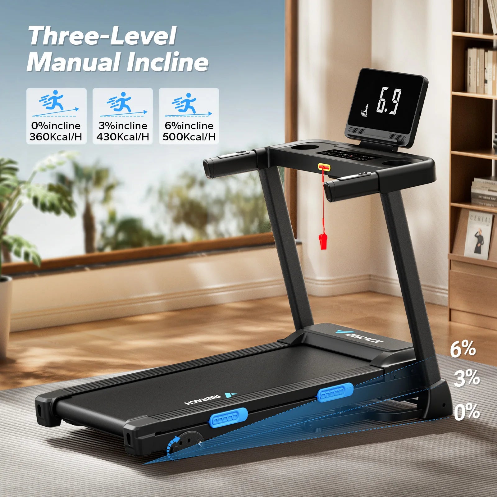 Foldable Treadmill T12 Incline Quiet Shock Absorbing Home Run
