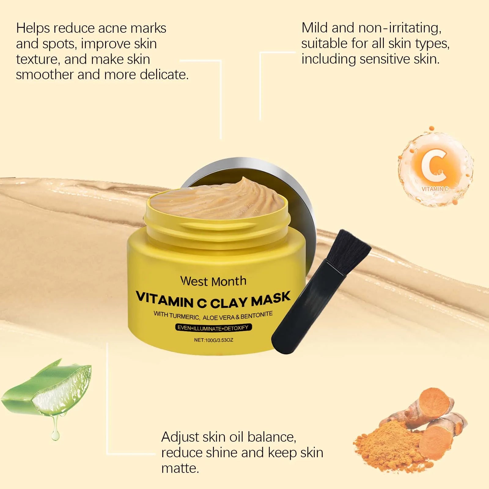 Vitamin C Clay Mask Brightening Deep Cleansing Care