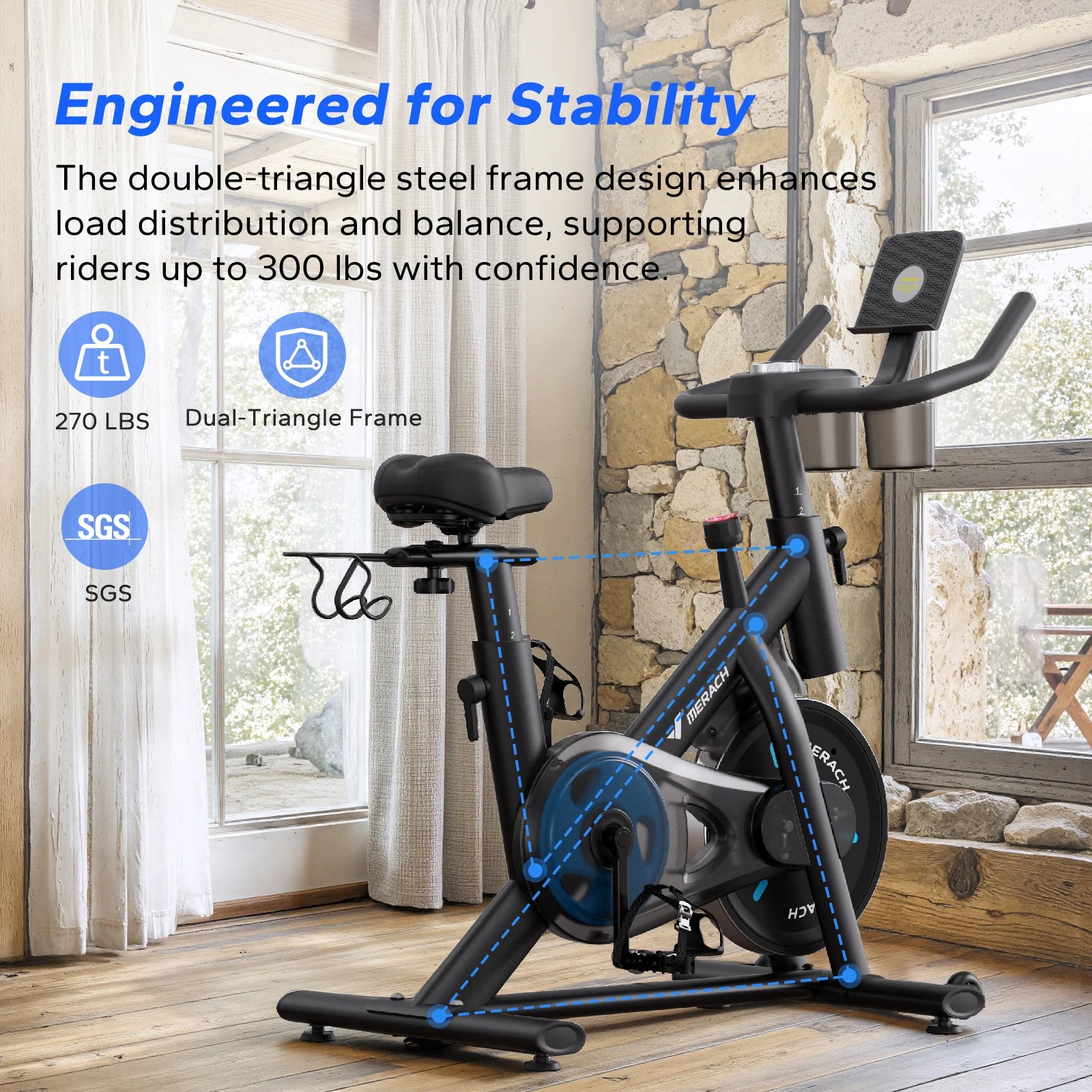 Magnetic Exercise Bike Low Noise Indoor Cycling with App