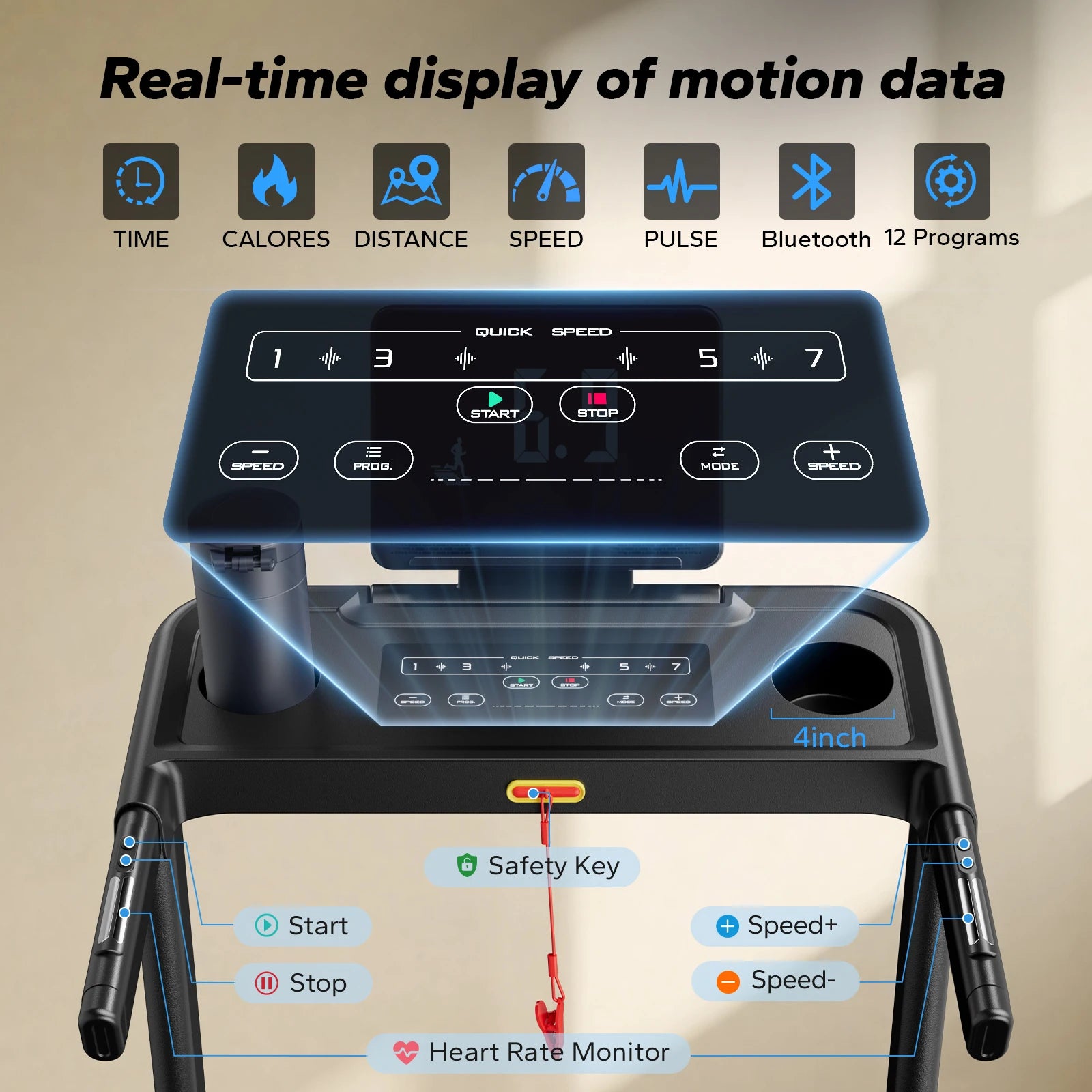 Foldable Treadmill T12 Incline Quiet Shock Absorbing Home Run