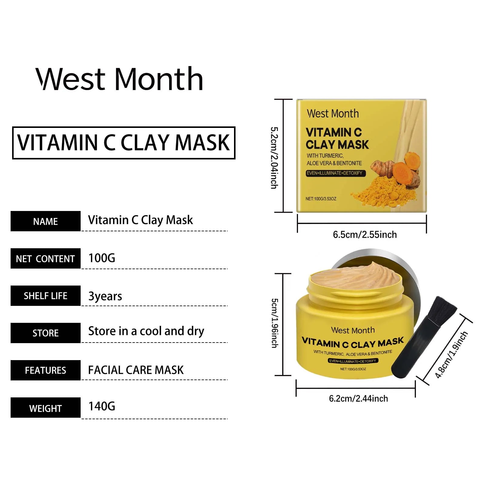 Vitamin C Clay Mask Brightening Deep Cleansing Care