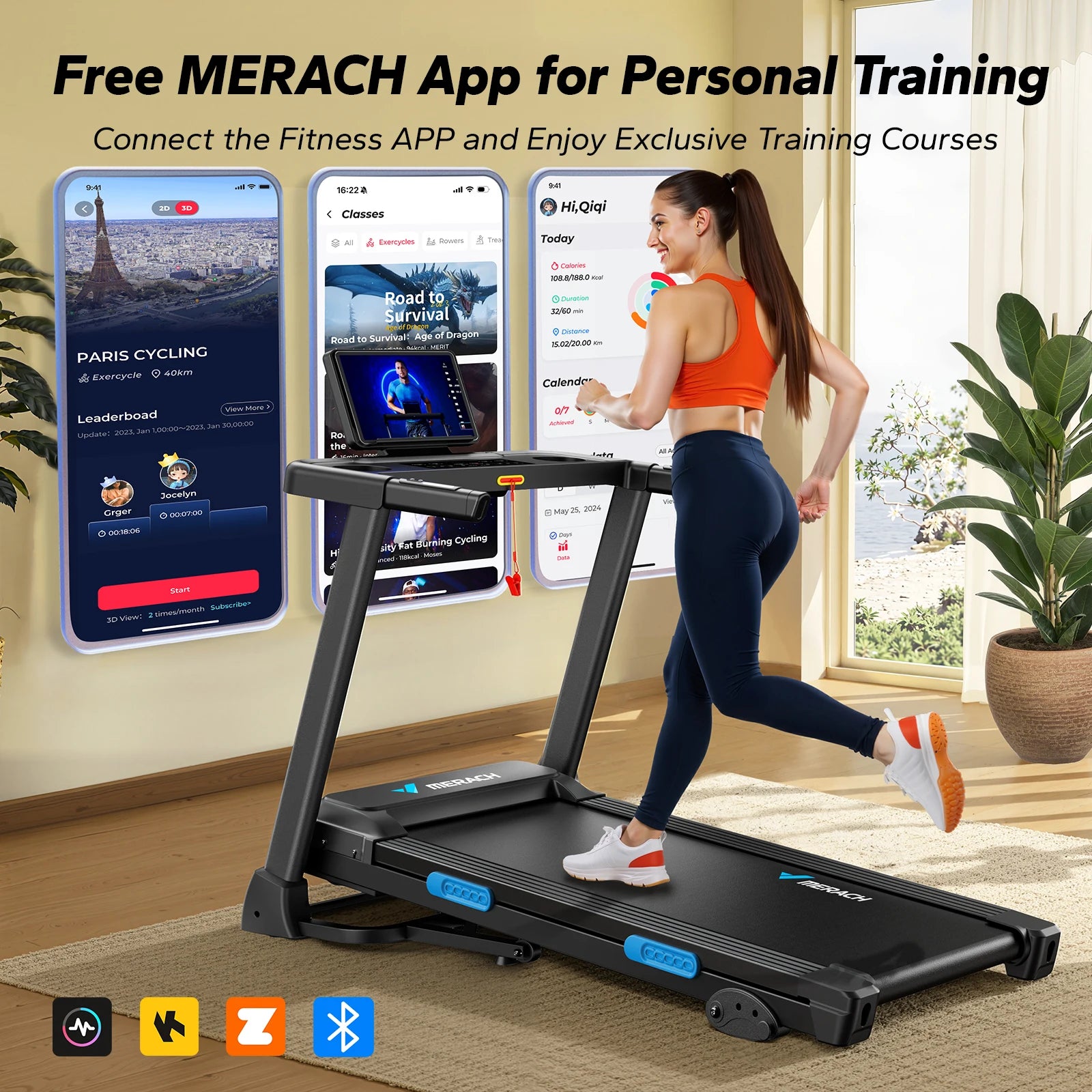 Foldable Treadmill T12 Incline Quiet Shock Absorbing Home Run