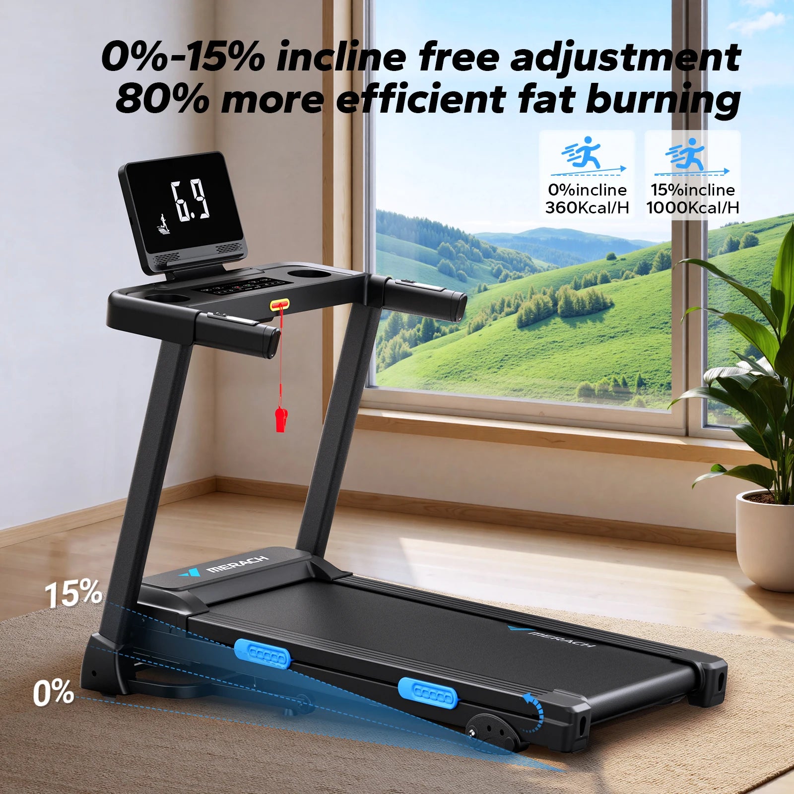 Foldable Treadmill T12 Incline Quiet Shock Absorbing Home Run