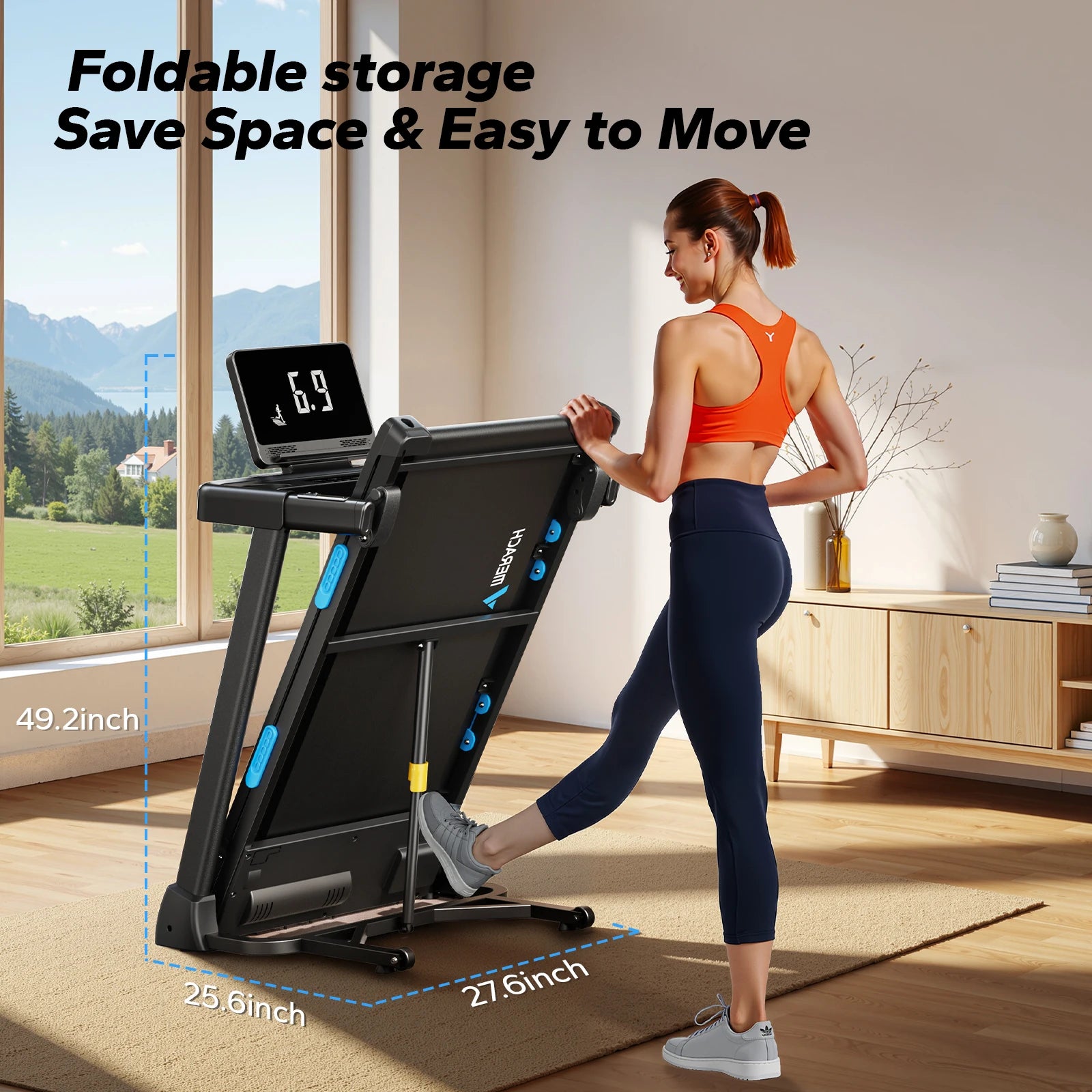 Foldable Treadmill T12 Incline Quiet Shock Absorbing Home Run