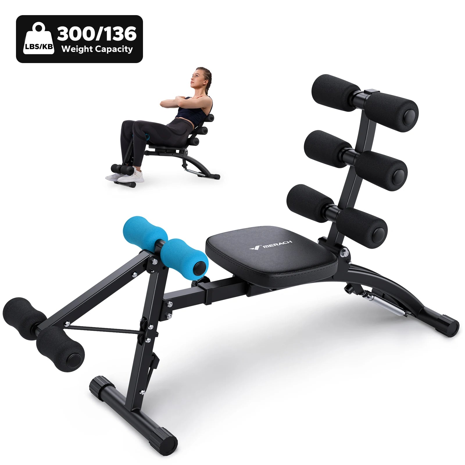 Adjustable Ab Machine Sit-Up Bench Home Gym Trainer
