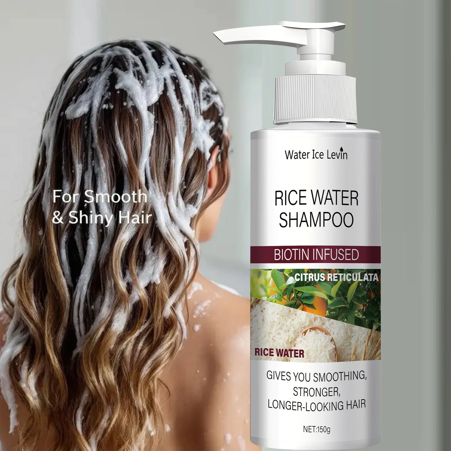 Rice Water Shampoo Biotin Keratin Strengthening Smoothing Hair Care