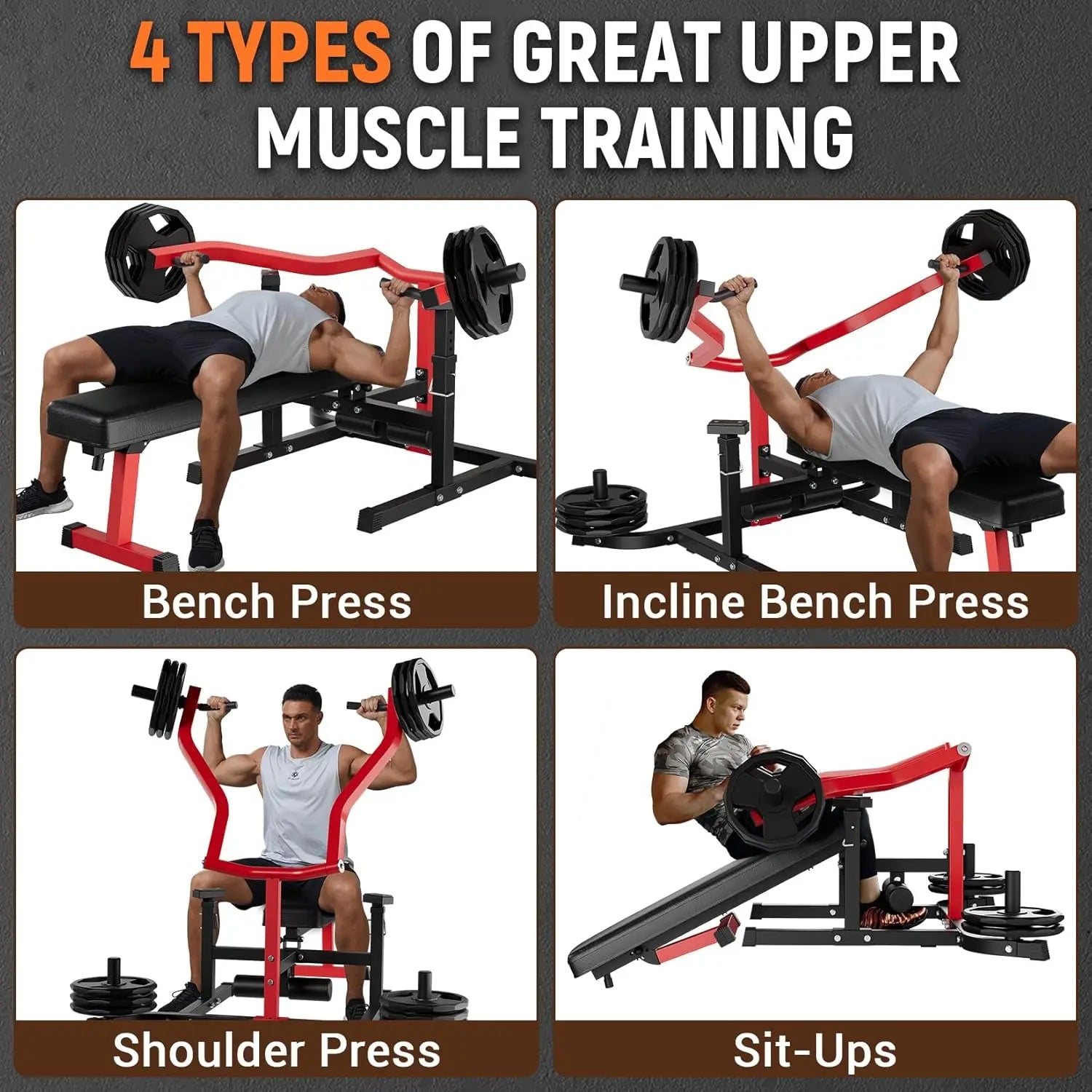 Chest Press Machine Adjustable Bench Converging Arms Home Gym Equipment