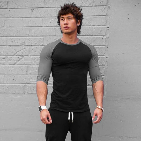 Men’s Slim Fit 3/4 Sleeve Cotton Gym Training T-Shirt
