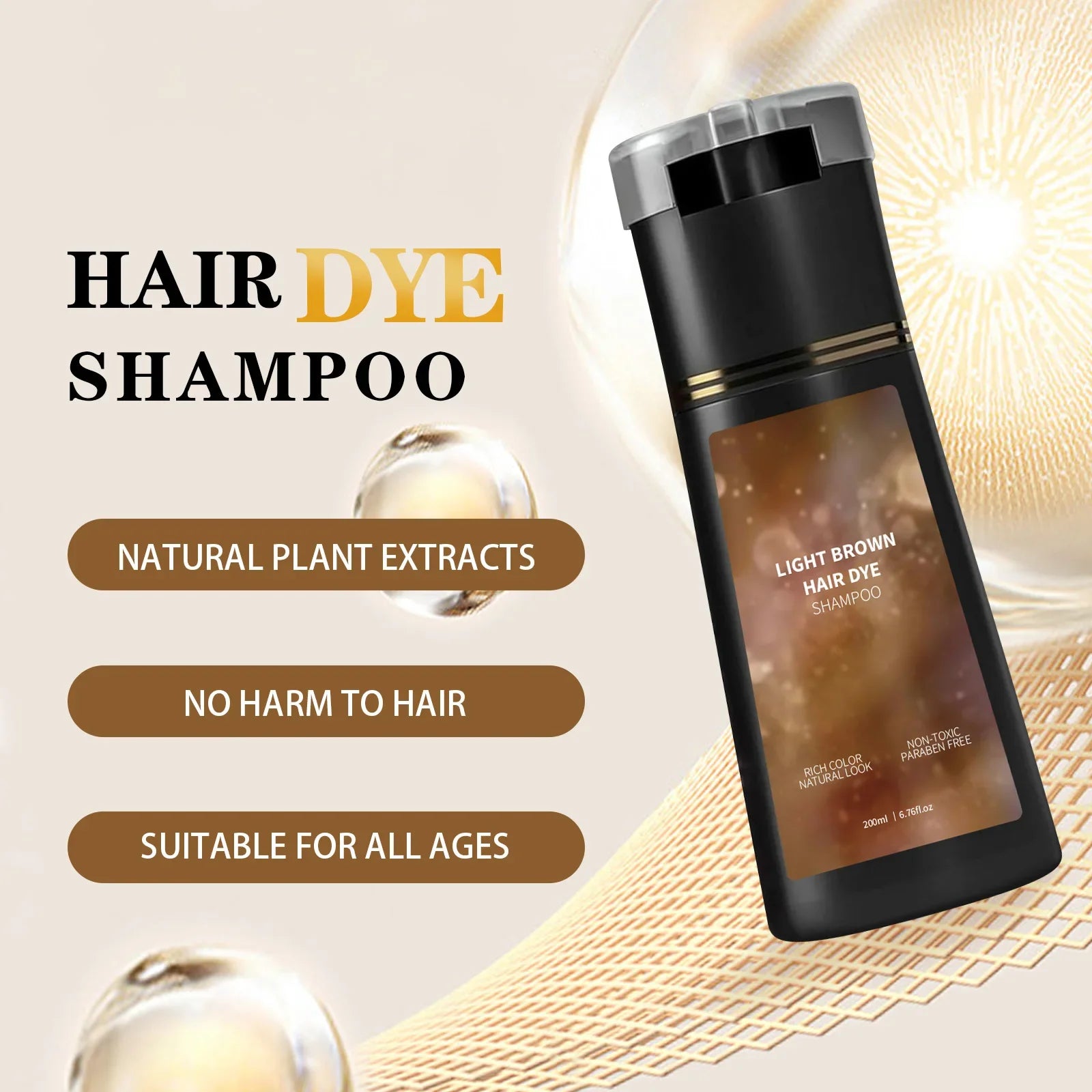 Hair Dye Shampoo 200ml Quick Color Brown Black Gentle Care