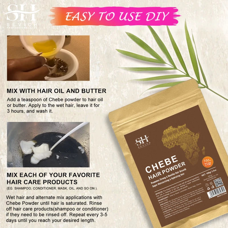 100% Natural Chebe Powder Hair Strengthening Growth Anti Hair Loss