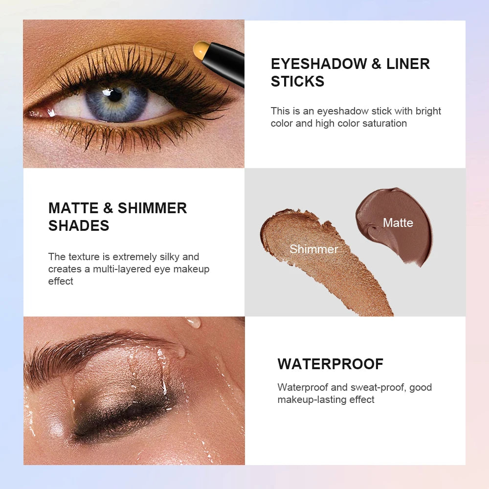 Eyeshadow Stick Shimmer Matte Waterproof Glitter Pencil