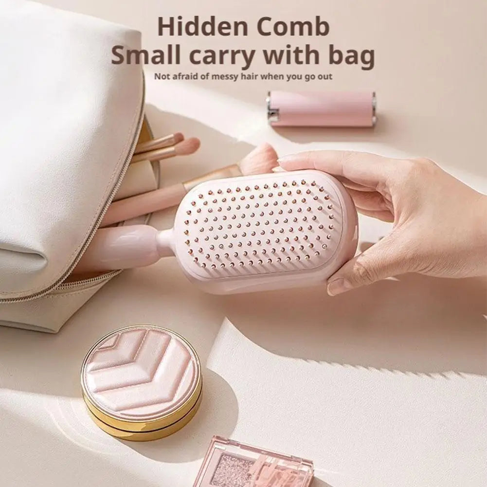 Self Cleaning Hair Comb Retractable Anti Static Massage Styling Brush