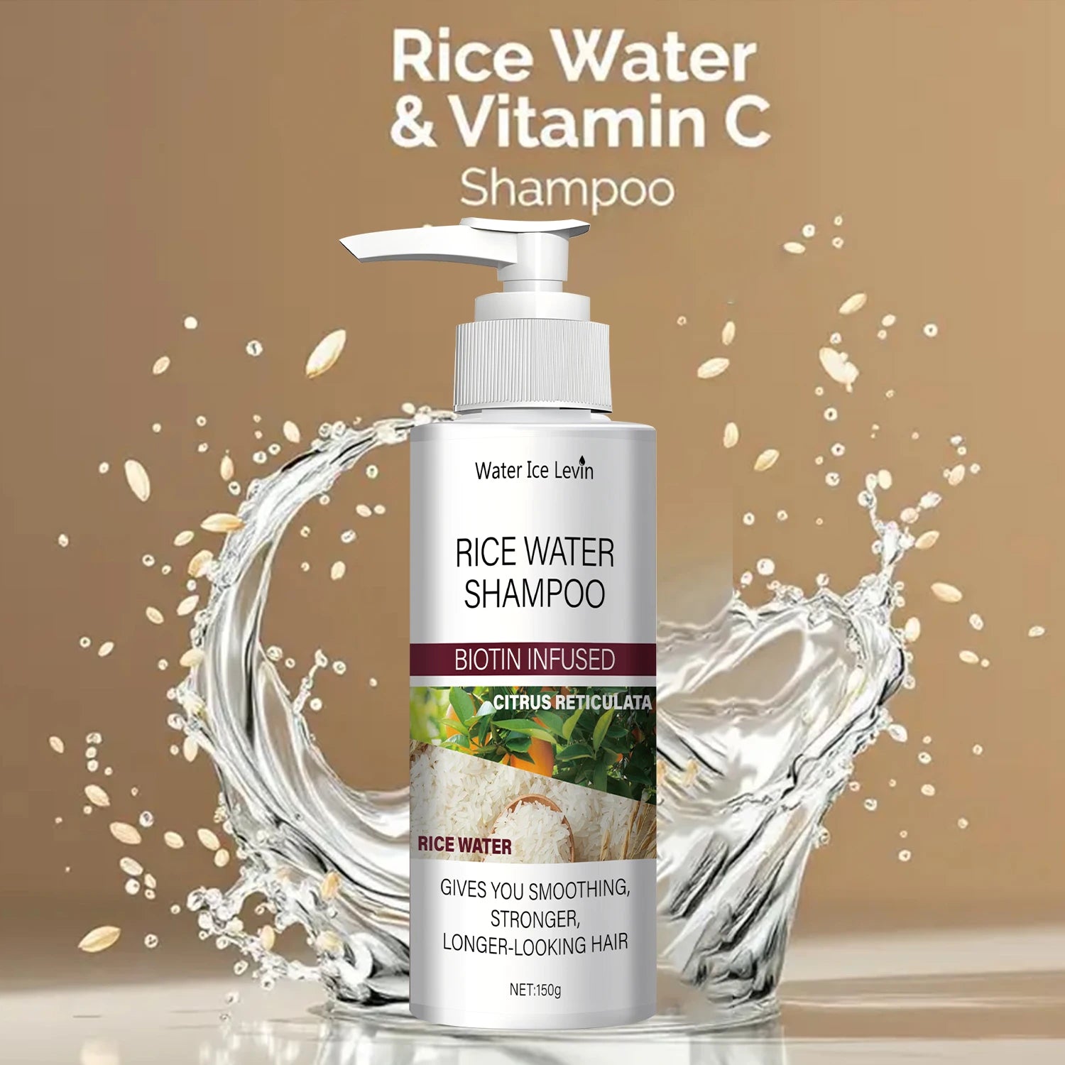 Rice Water Shampoo Biotin Keratin Strengthening Smoothing Hair Care