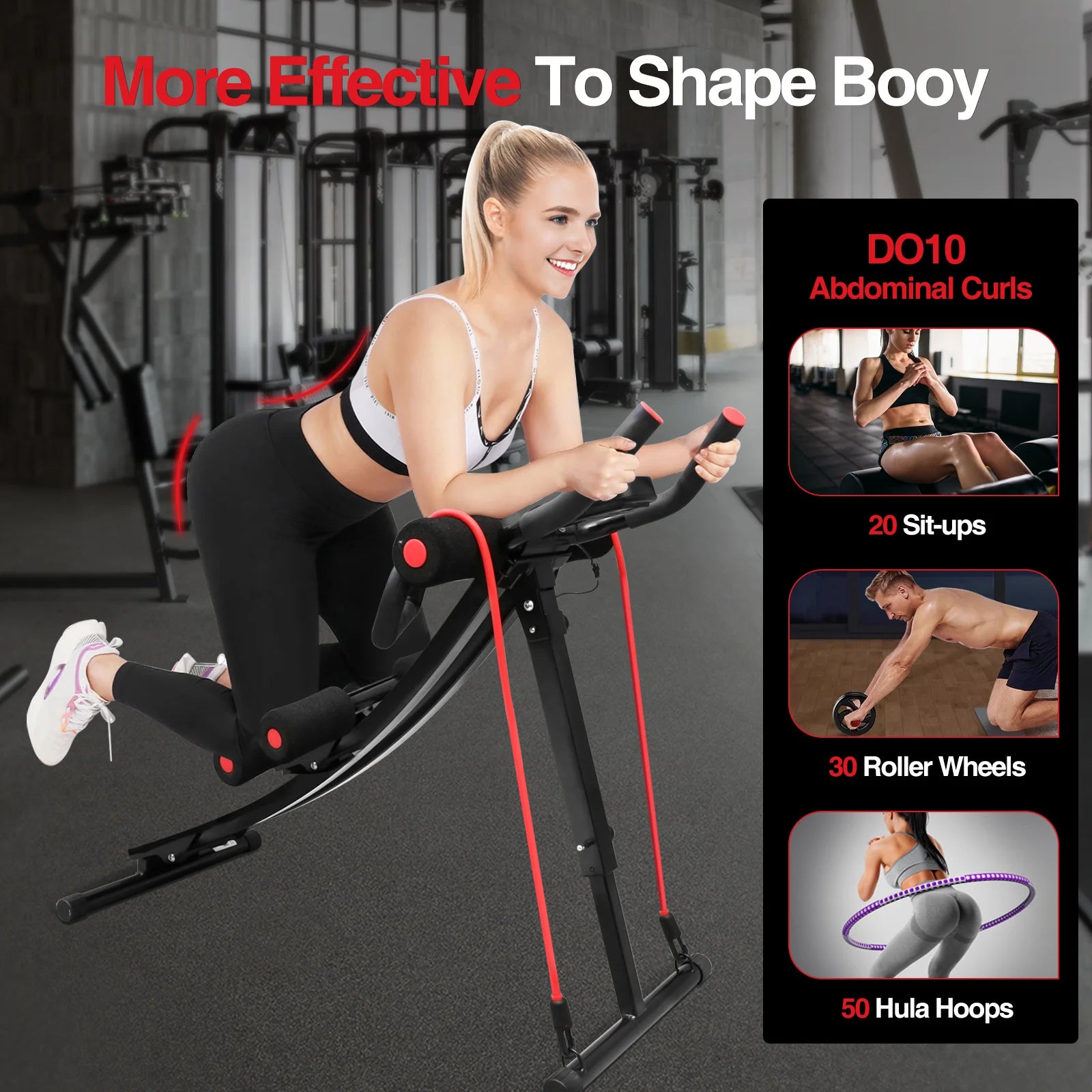 Foldable Ab Machine Core Trainer Home Gym 440lbs LCD