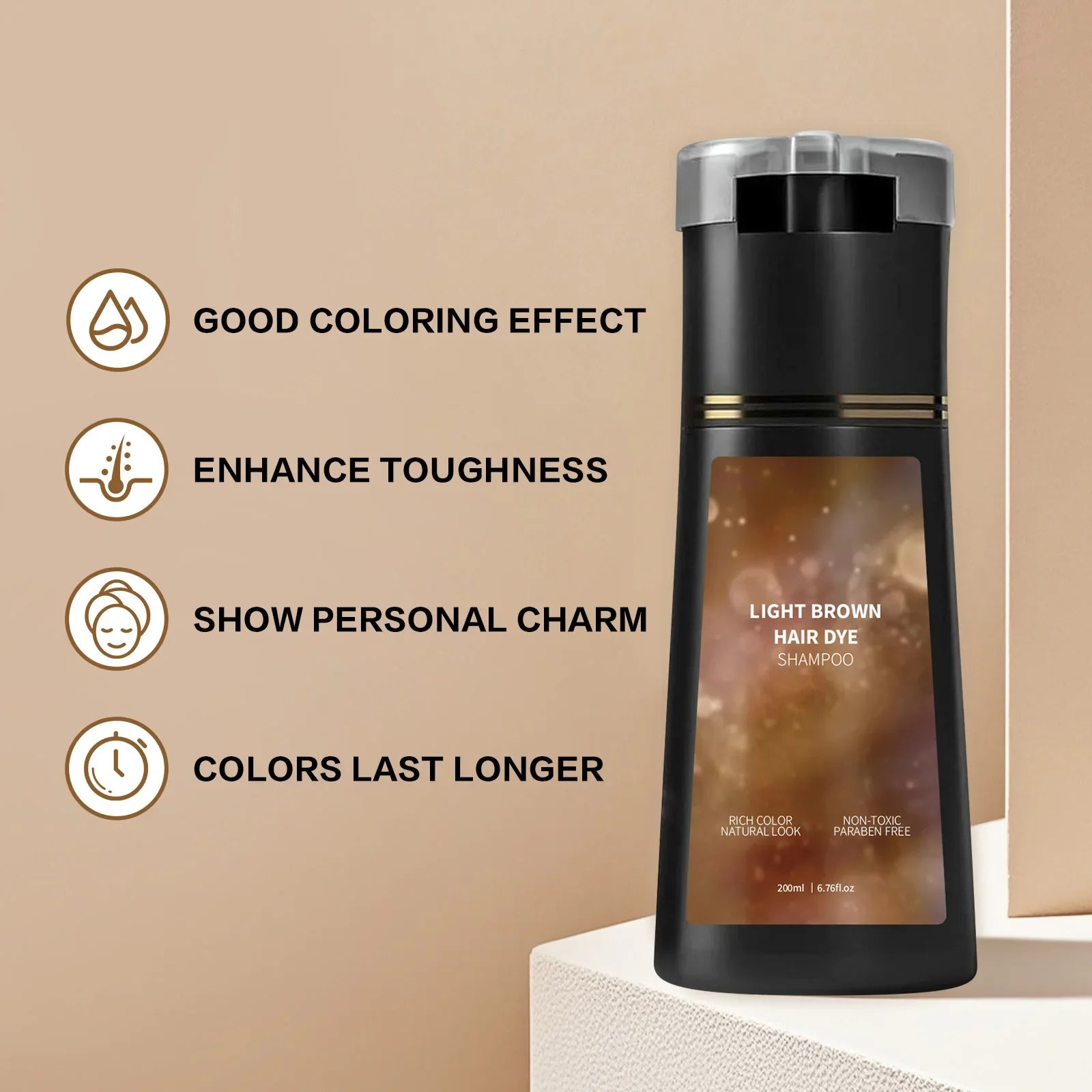 Hair Dye Shampoo 200ml Quick Color Brown Black Gentle Care