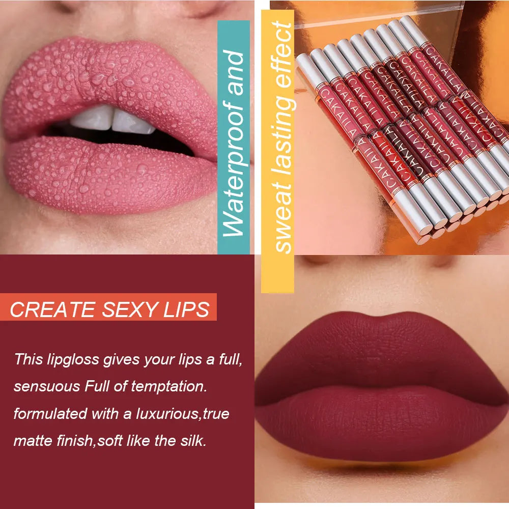 10pcs Matte Liquid Lipstick Set Waterproof Velvet Lip Gloss Lip Oil