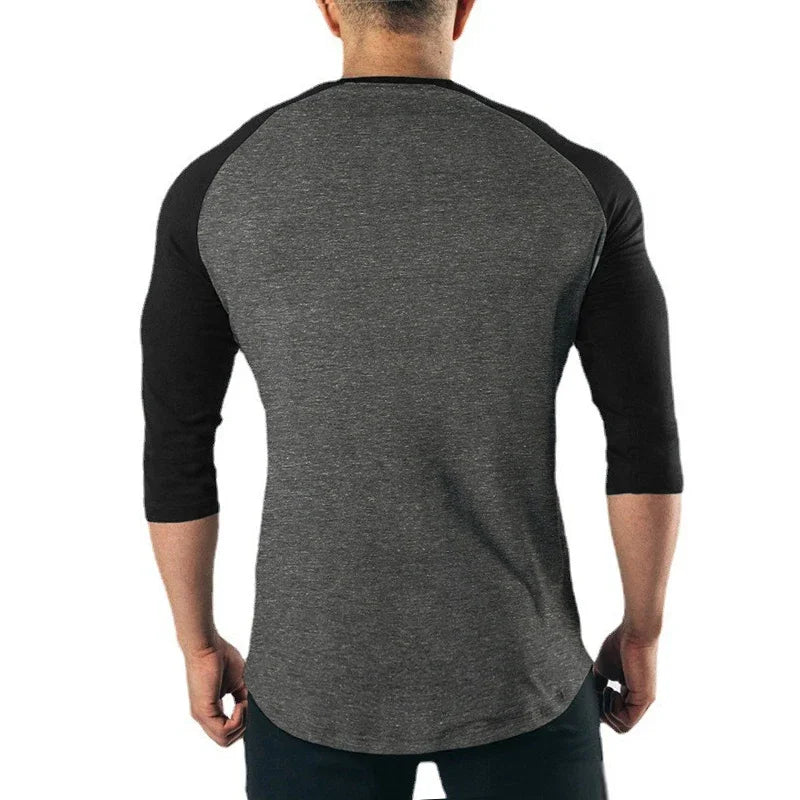 Men’s Slim Fit 3/4 Sleeve Cotton Gym Training T-Shirt