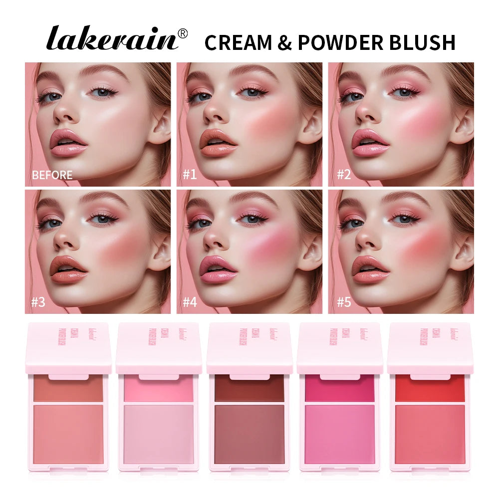 5-Color Cream & Powder Matte Blush Palette High Pigment