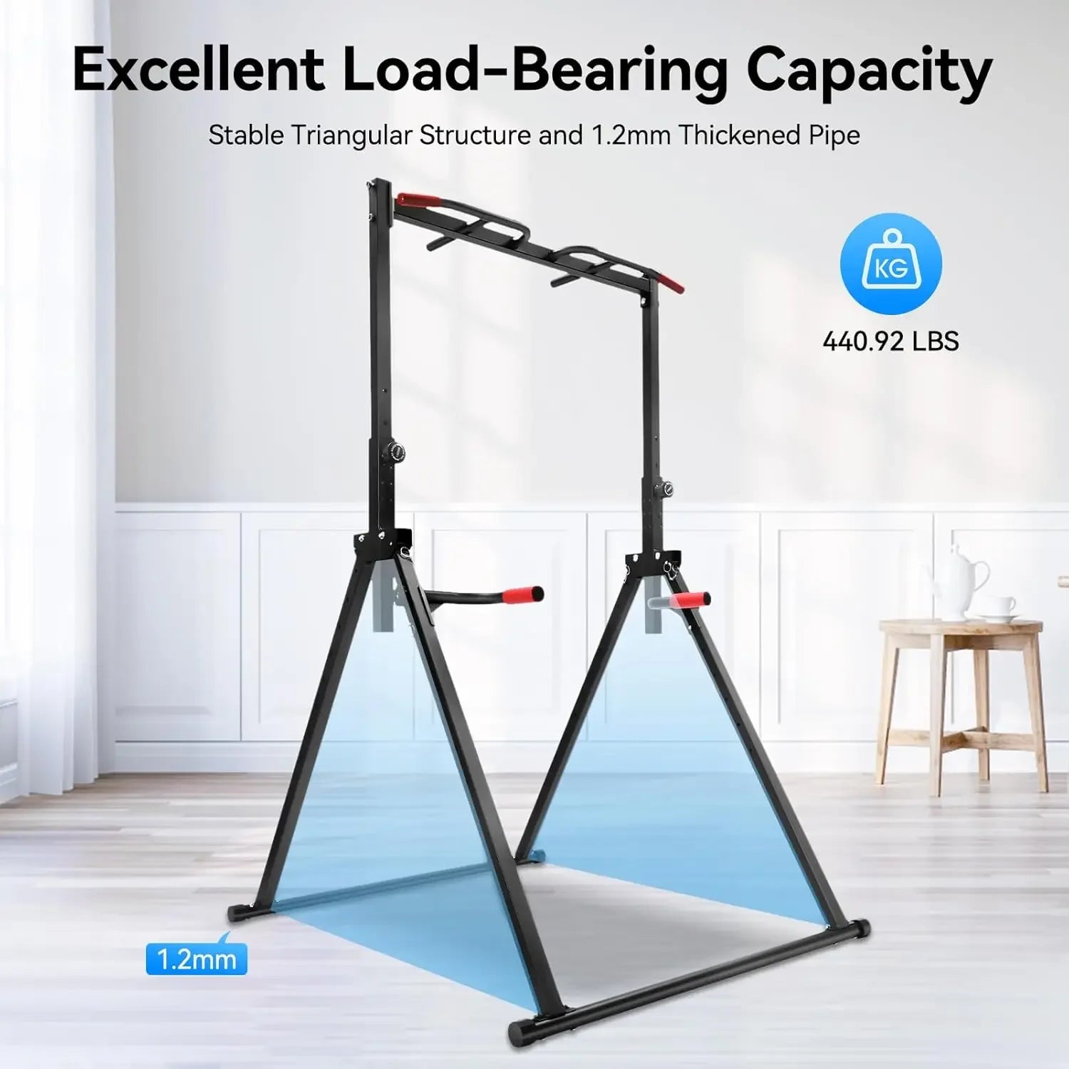 Power Tower Pull Up Dip Station Adjustable Height Home Gym 440LBS
