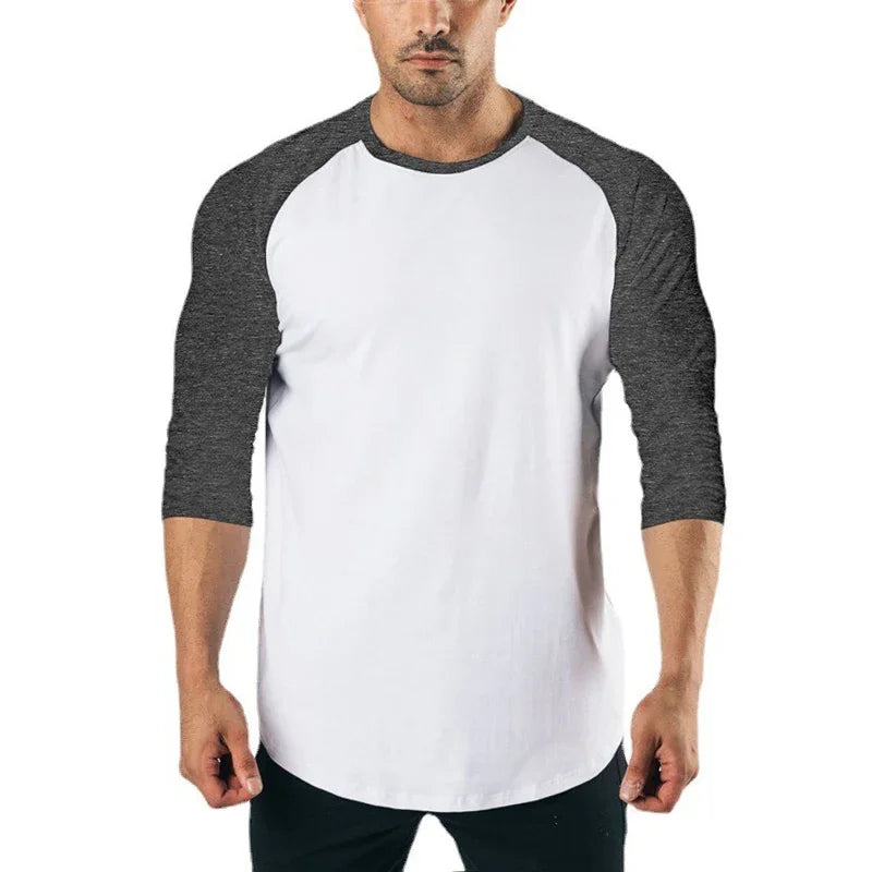 Men’s Slim Fit 3/4 Sleeve Cotton Gym Training T-Shirt
