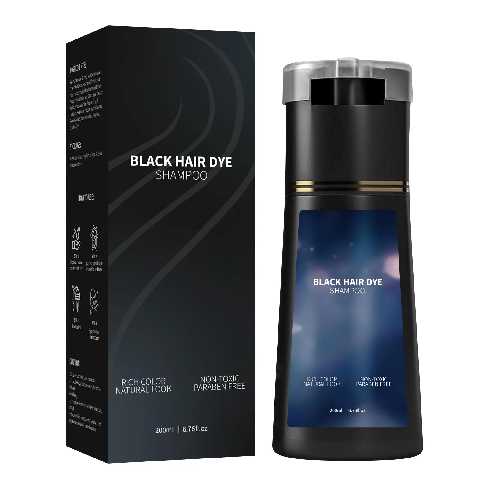 Hair Dye Shampoo 200ml Quick Color Brown Black Gentle Care