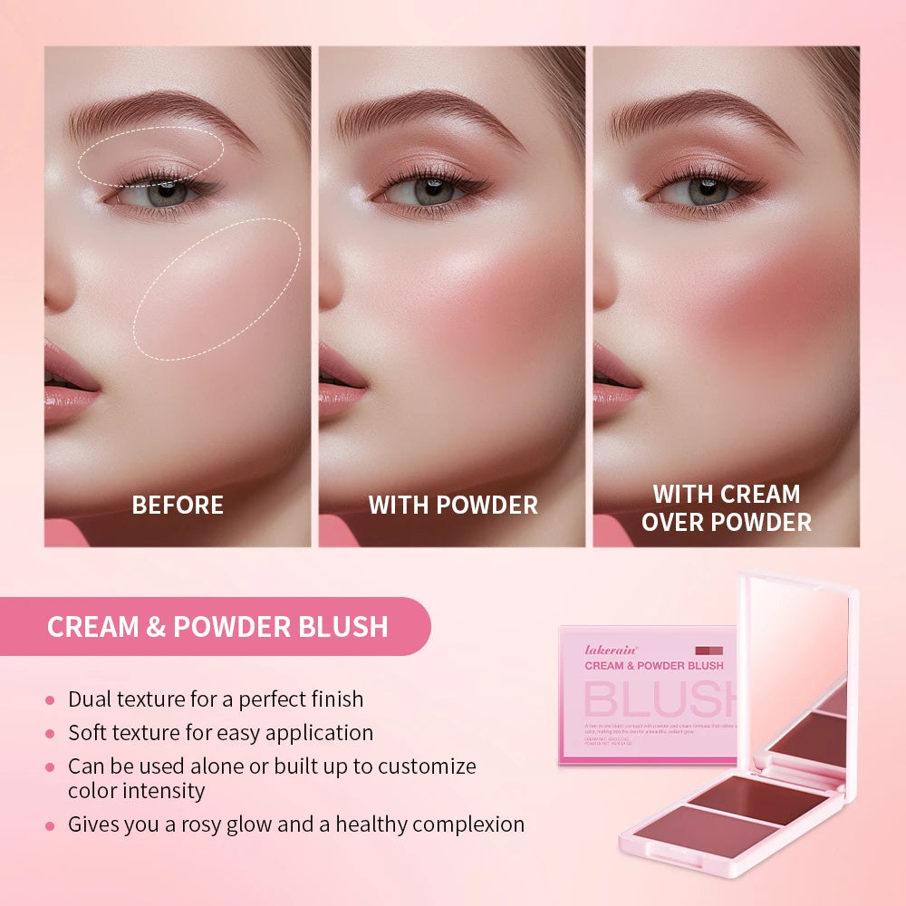5-Color Cream & Powder Matte Blush Palette High Pigment