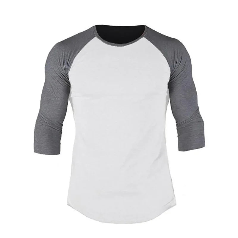 Men’s Slim Fit 3/4 Sleeve Cotton Gym Training T-Shirt