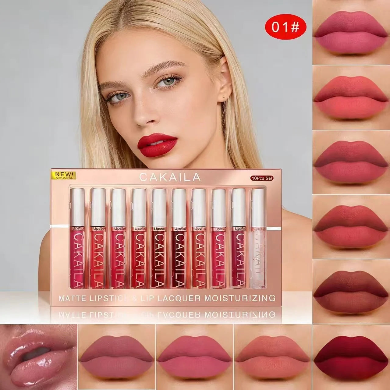10pcs Matte Liquid Lipstick Set Waterproof Velvet Lip Gloss Lip Oil