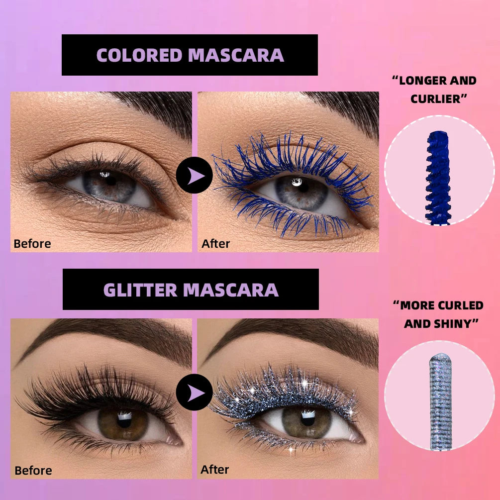 Double Head Diamond Glitter Colored Voluminous Mascara