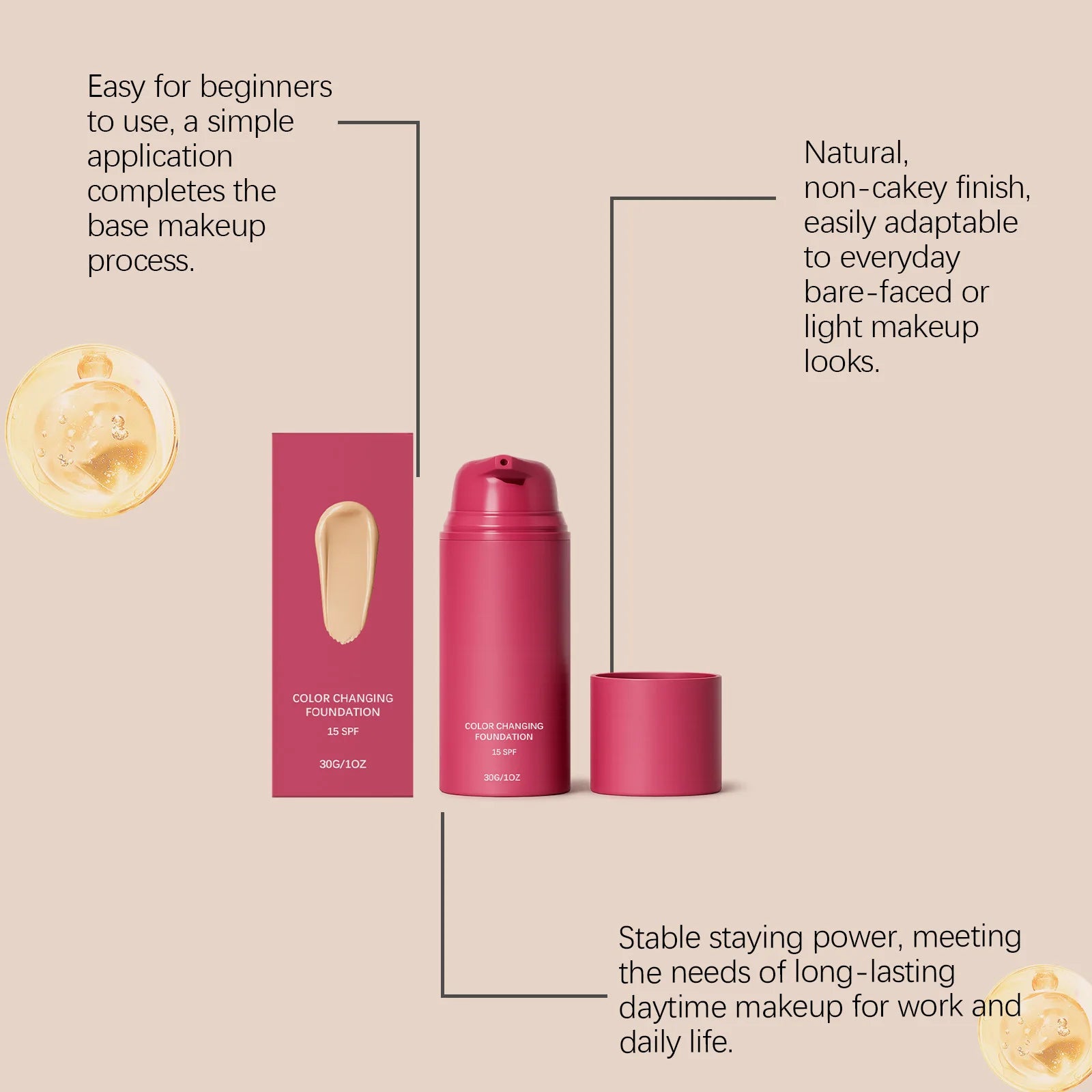 Liquid Foundation SPF15 Full Coverage Concealer Moisturizing Makeup Base