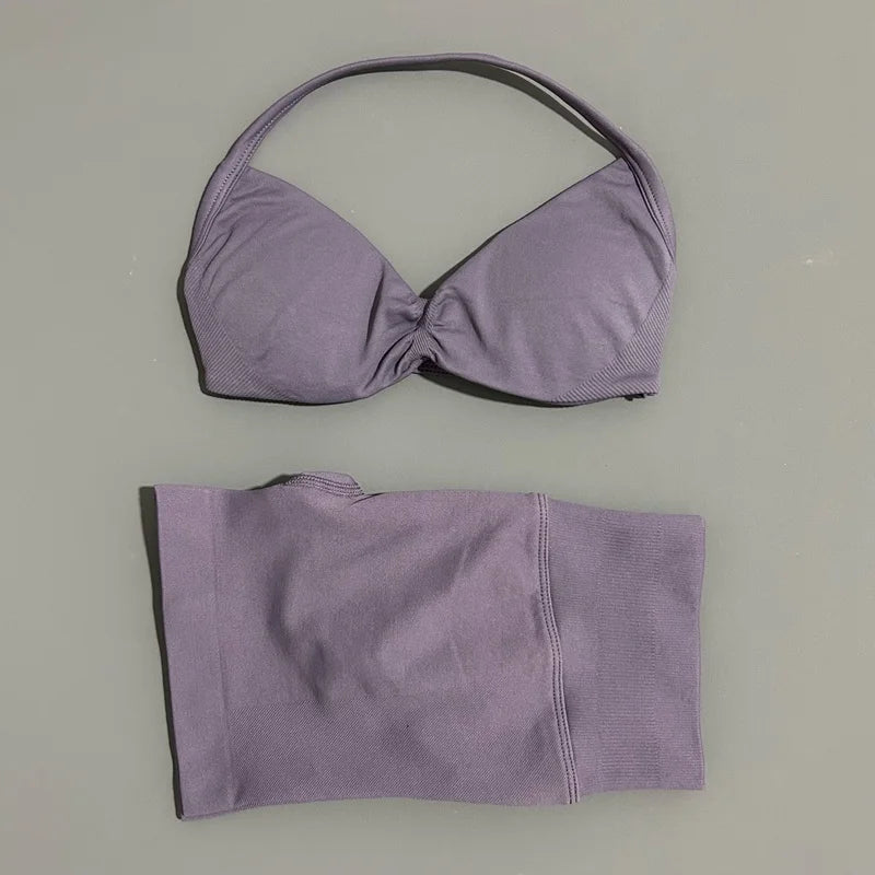 2-Piece Women’s Yoga Set Strappy Bra Scrunch Shorts