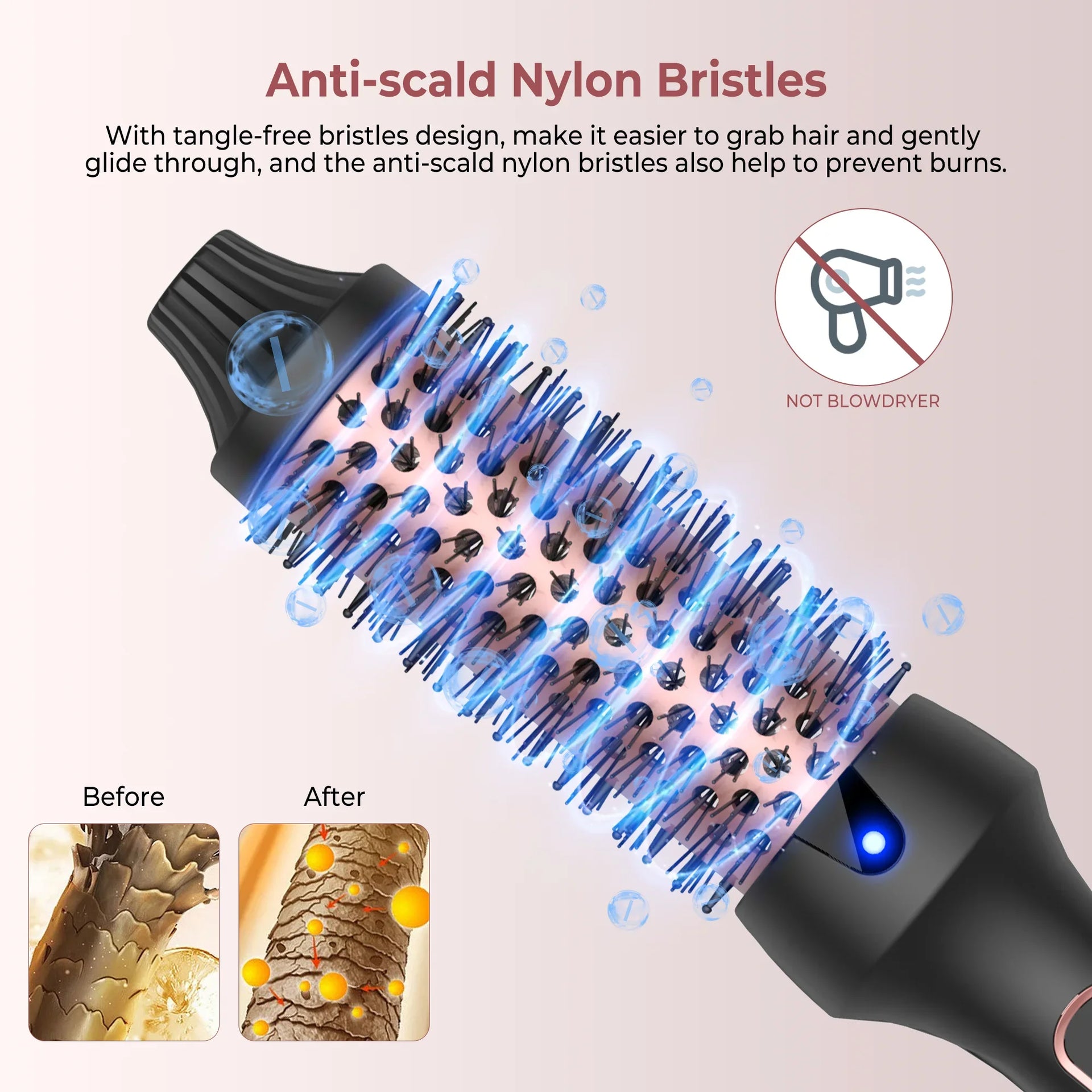 3-in-1 Thermal Ionic Heated Round Hair Brush Curler Styler