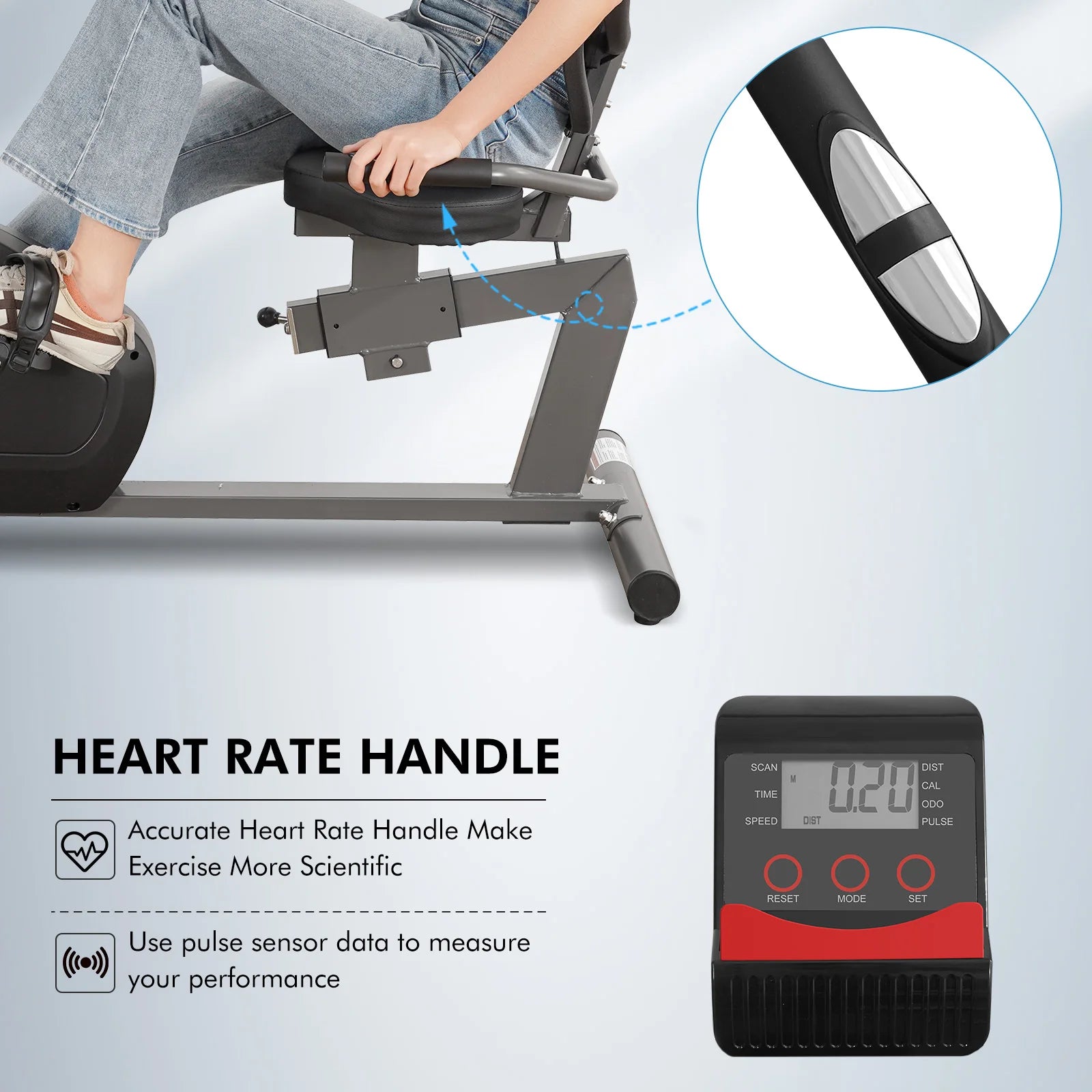 Recumbent Exercise Bike 8-Level Resistance Quiet Home Fitness Bike