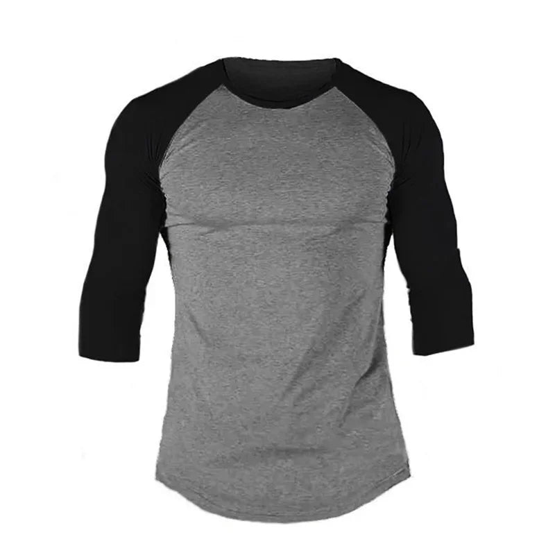 Men’s Slim Fit 3/4 Sleeve Cotton Gym Training T-Shirt