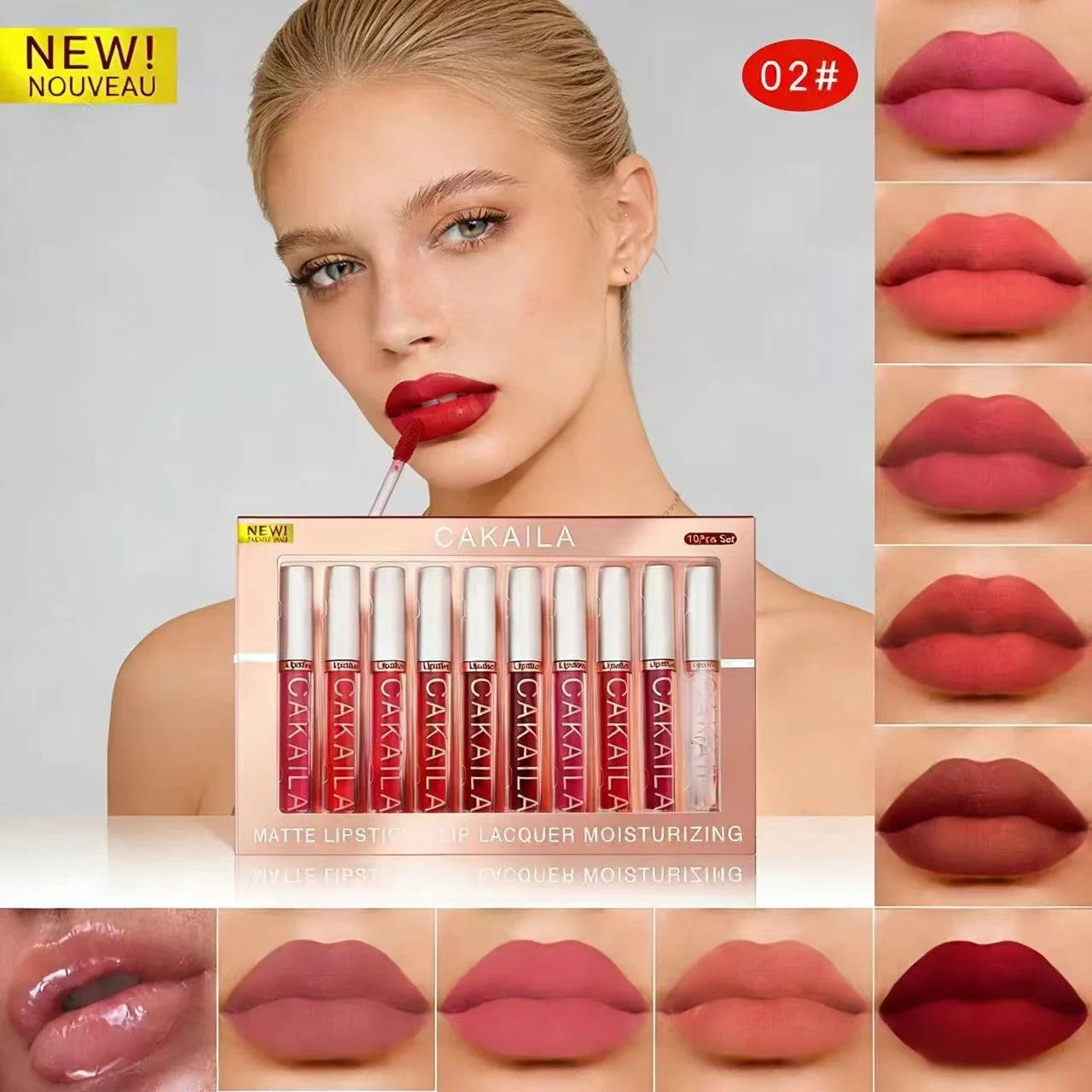 10pcs Matte Liquid Lipstick Set Waterproof Velvet Lip Gloss Lip Oil