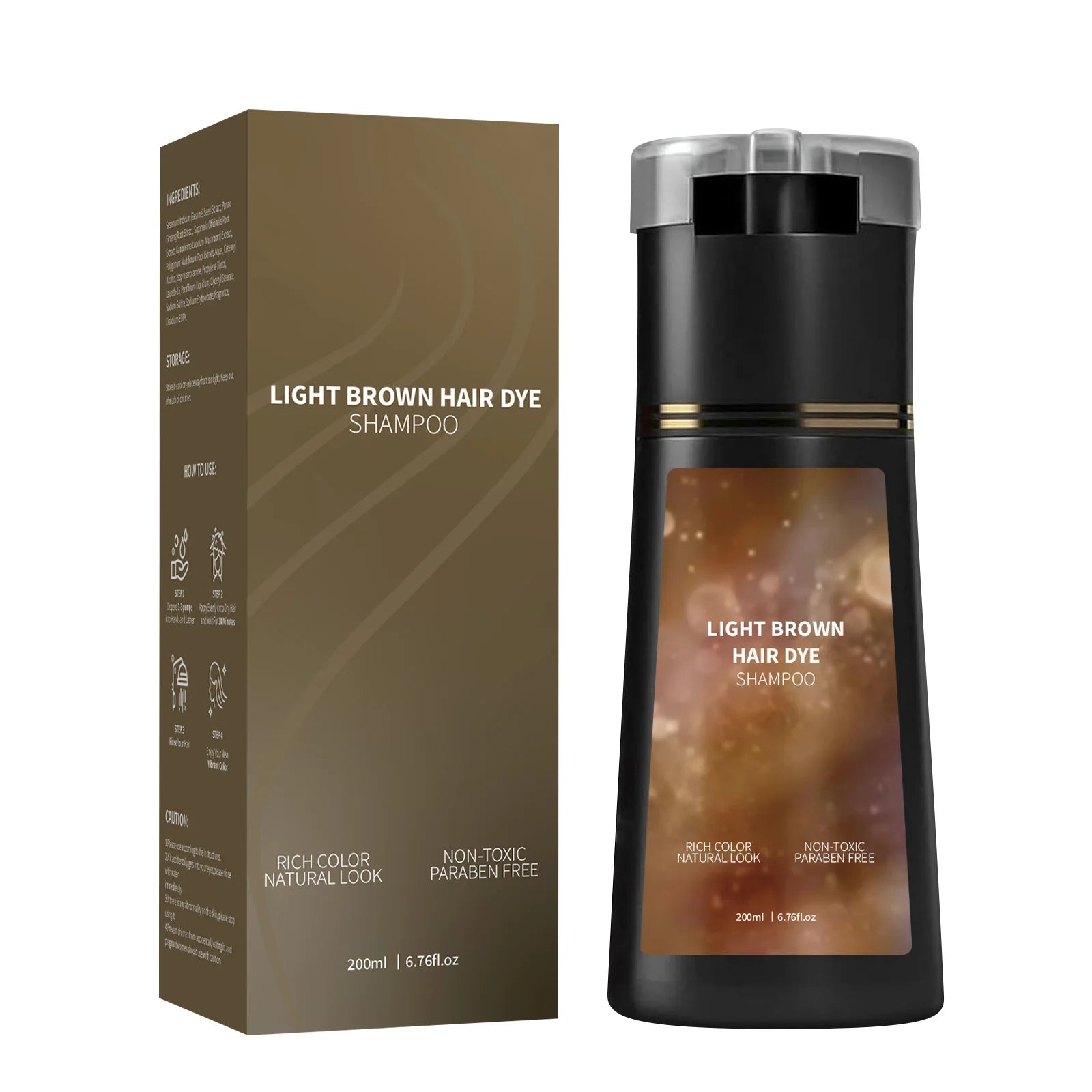 Hair Dye Shampoo 200ml Quick Color Brown Black Gentle Care