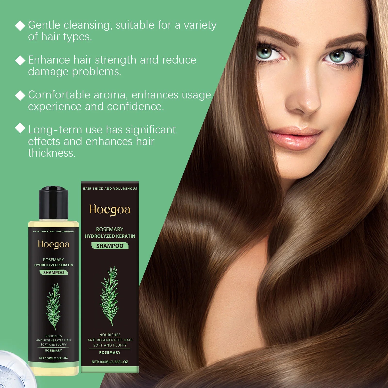 Rosemary Hair Growth Shampoo 3pcs Keratin Repair Thickening Care