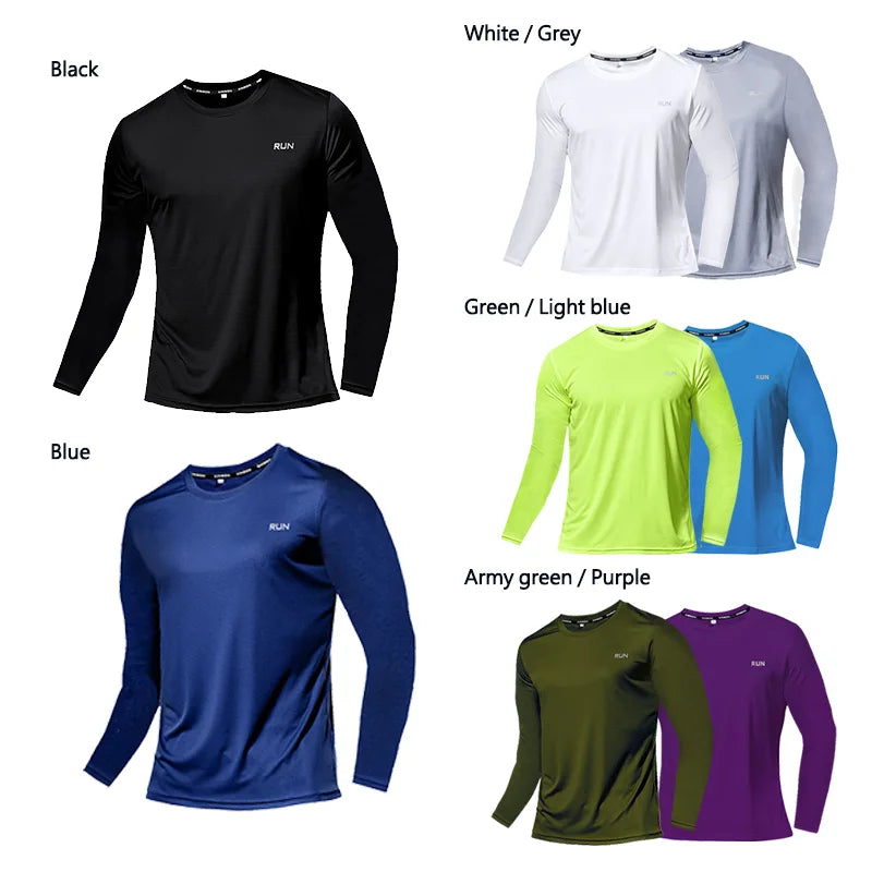 Men’s Ice Silk Long Sleeve T-Shirt Quick Dry Sun Protection