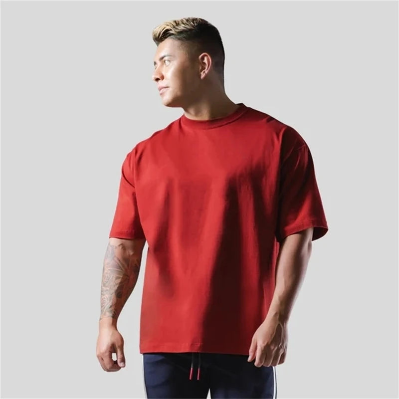 Cotton Men’s Gym T-Shirt Loose Fit Sports Training Wear
