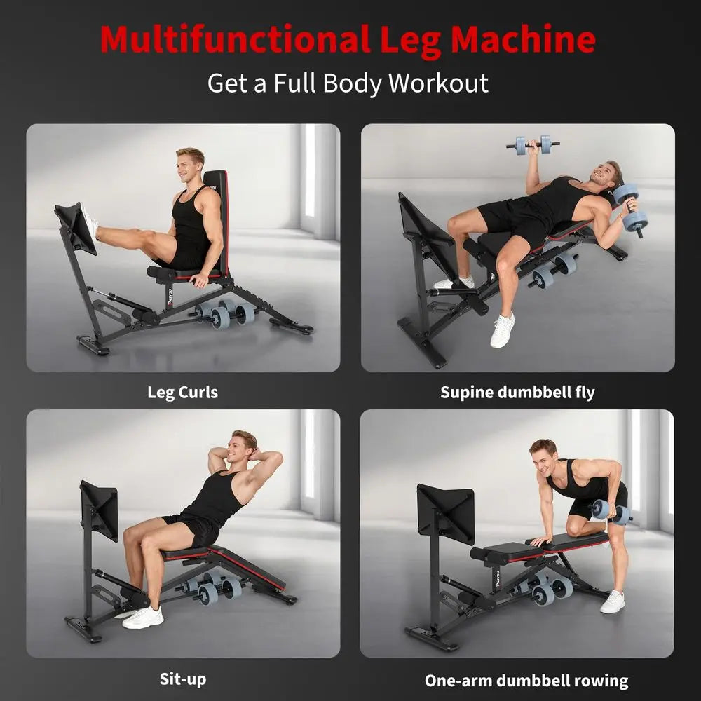 Leg Press Machine Adjustable Weight Bench with Leg Extension Home Gym