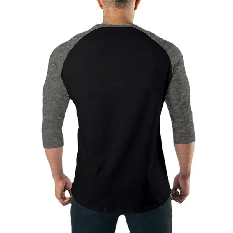 Men’s Slim Fit 3/4 Sleeve Cotton Gym Training T-Shirt