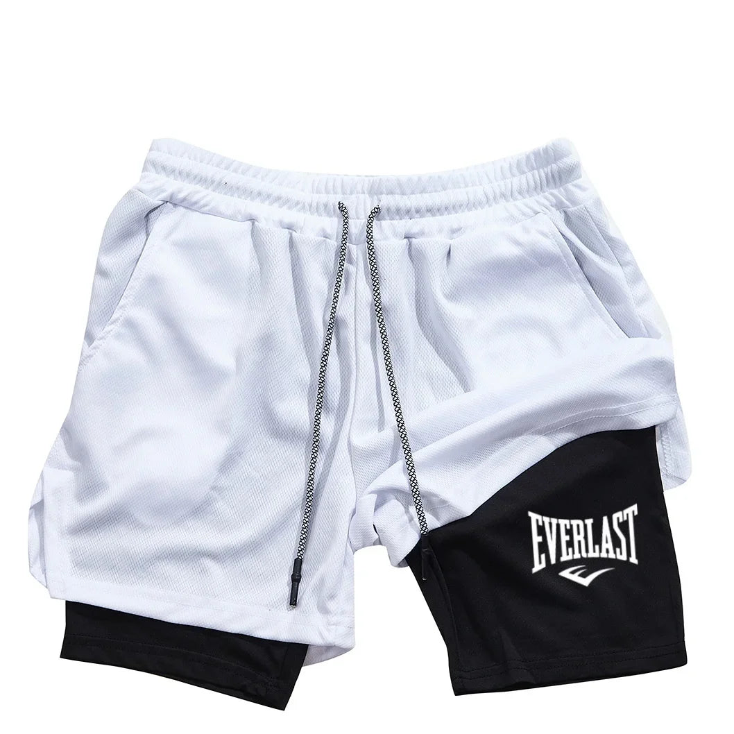Men’s  2-in-1 Compression Gym Shorts Quick Dry