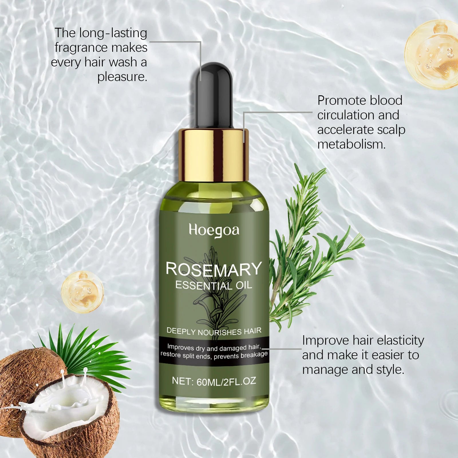 Rosemary Hair Oil Essential Strengthening Nourishing Shine Non-Greasy Serum