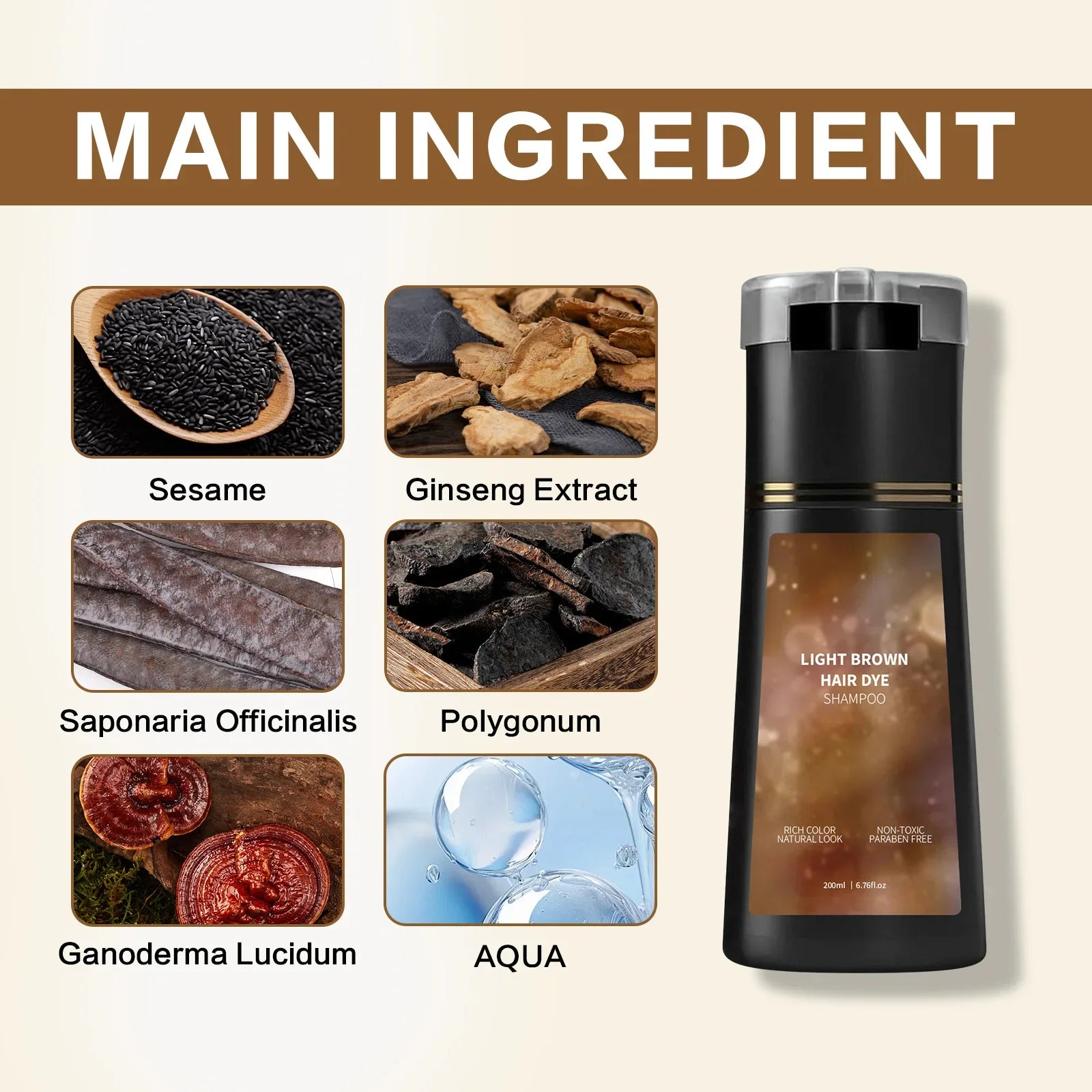 Hair Dye Shampoo 200ml Quick Color Brown Black Gentle Care