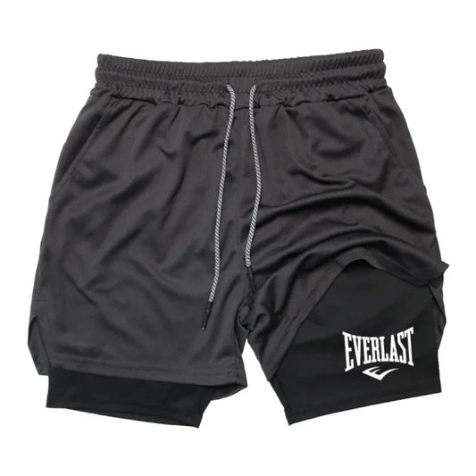 Men’s  2-in-1 Compression Gym Shorts Quick Dry