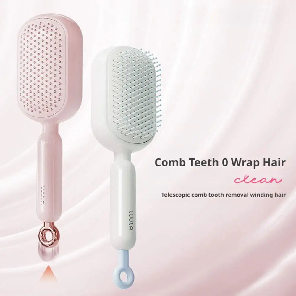 Self Cleaning Hair Comb Retractable Anti Static Massage Styling Brush