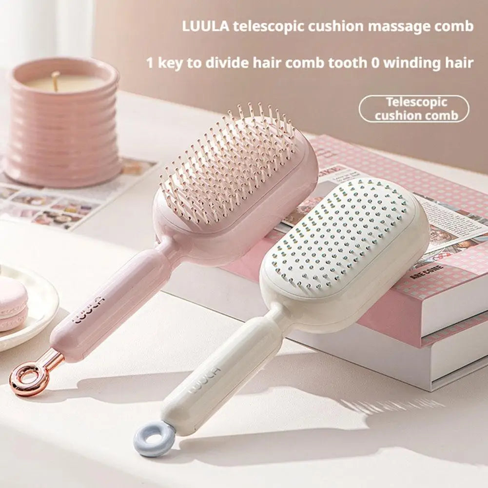Self Cleaning Hair Comb Retractable Anti Static Massage Styling Brush