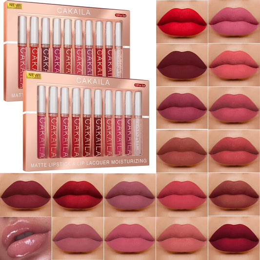 10pcs Matte Liquid Lipstick Set Waterproof Velvet Lip Gloss Lip Oil