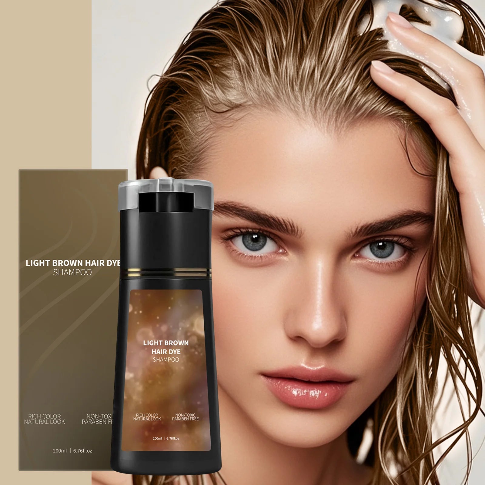 Hair Dye Shampoo 200ml Quick Color Brown Black Gentle Care